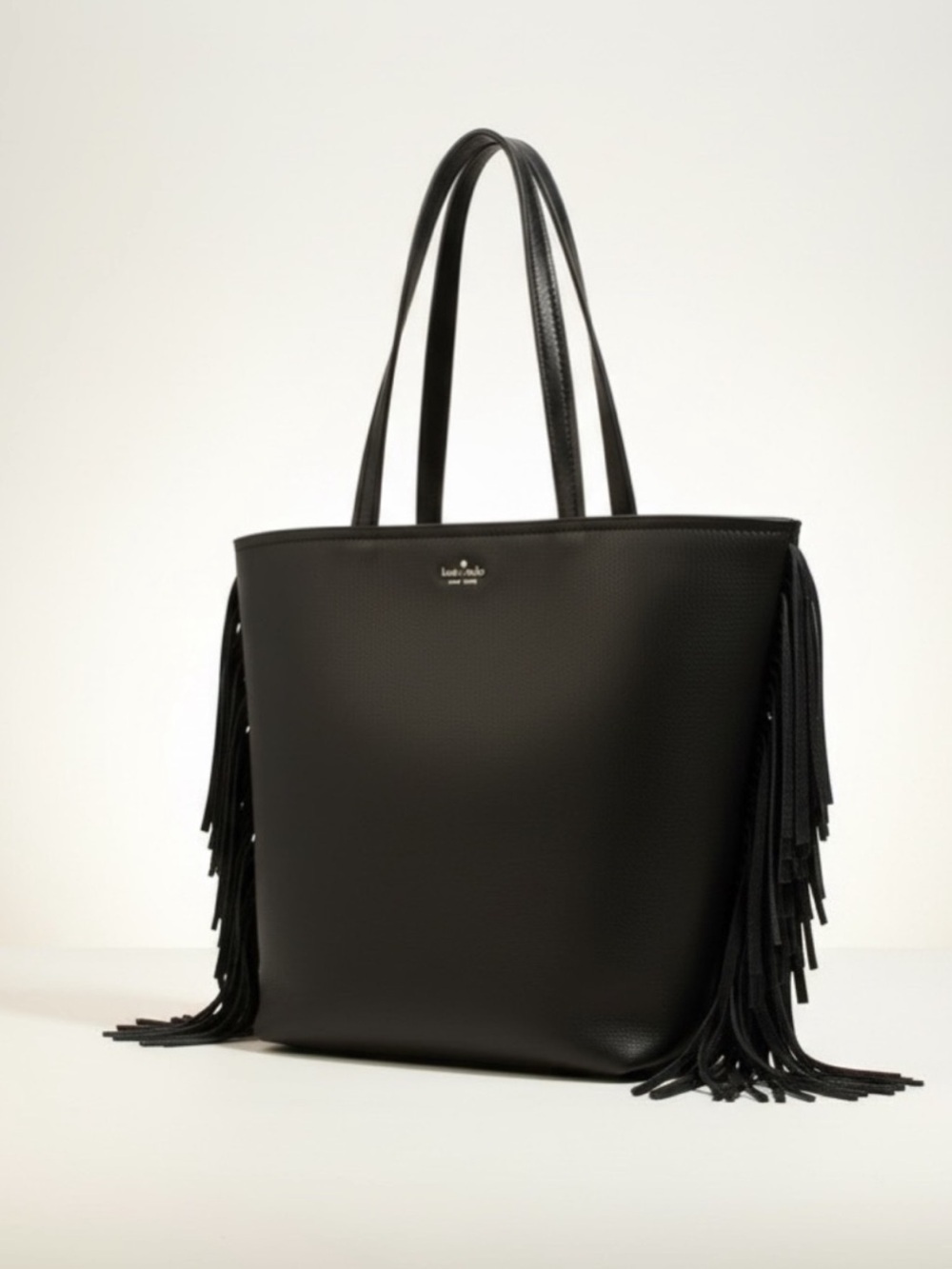 Kate Spade NWT Black Leather Fringe Large Tote Work Travel Bag